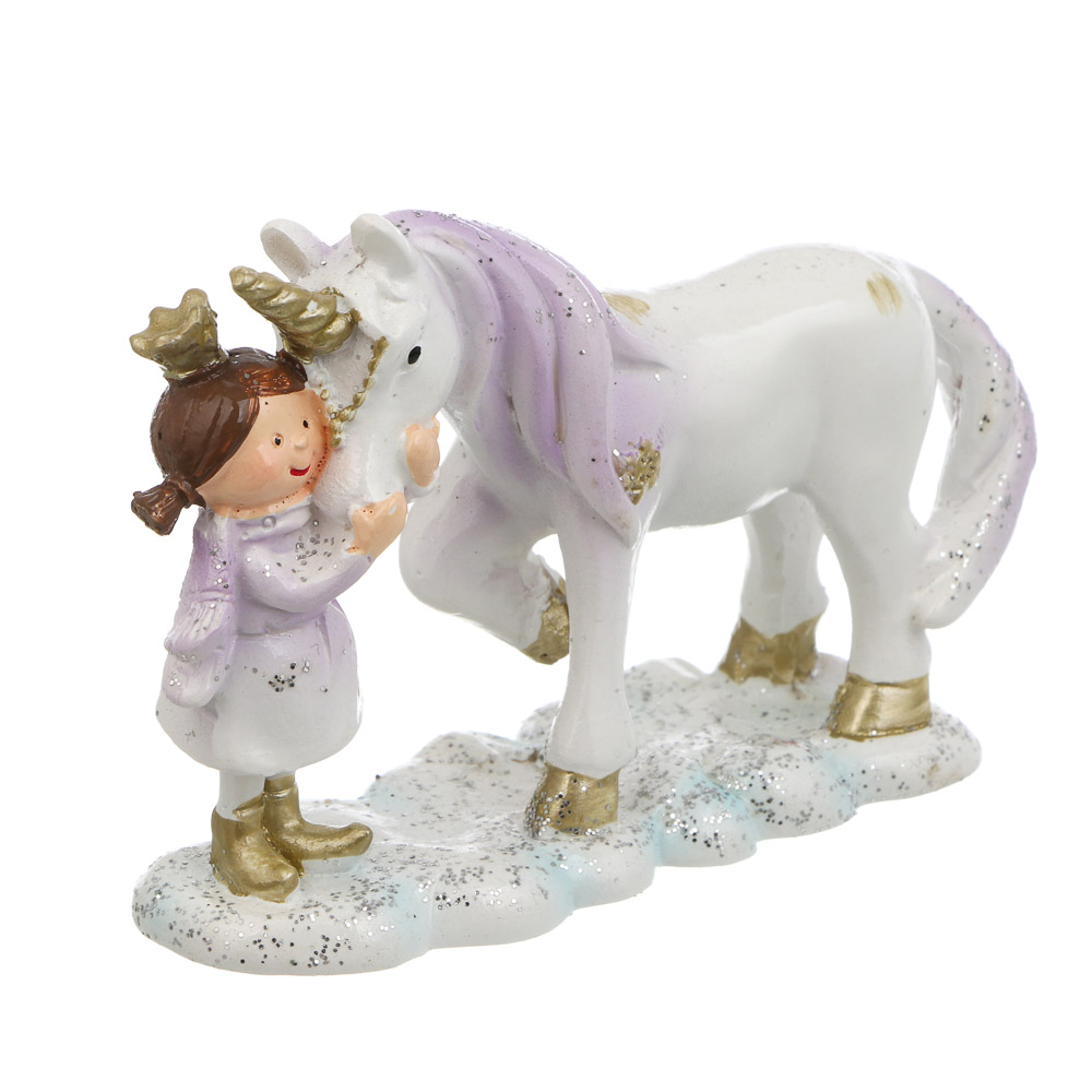 СНОУ БУМ Сувенир Девочка с лошадкой полистоун 10,7x3,8x7,3 см, розовый - #2