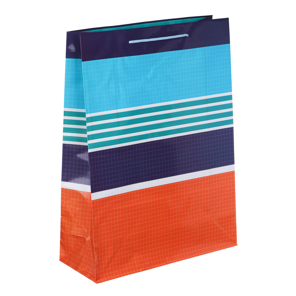 LADECOR Пакет подарочный, бумажный, 31x42x12 см, 4 дизайна, принт - полосы - #2