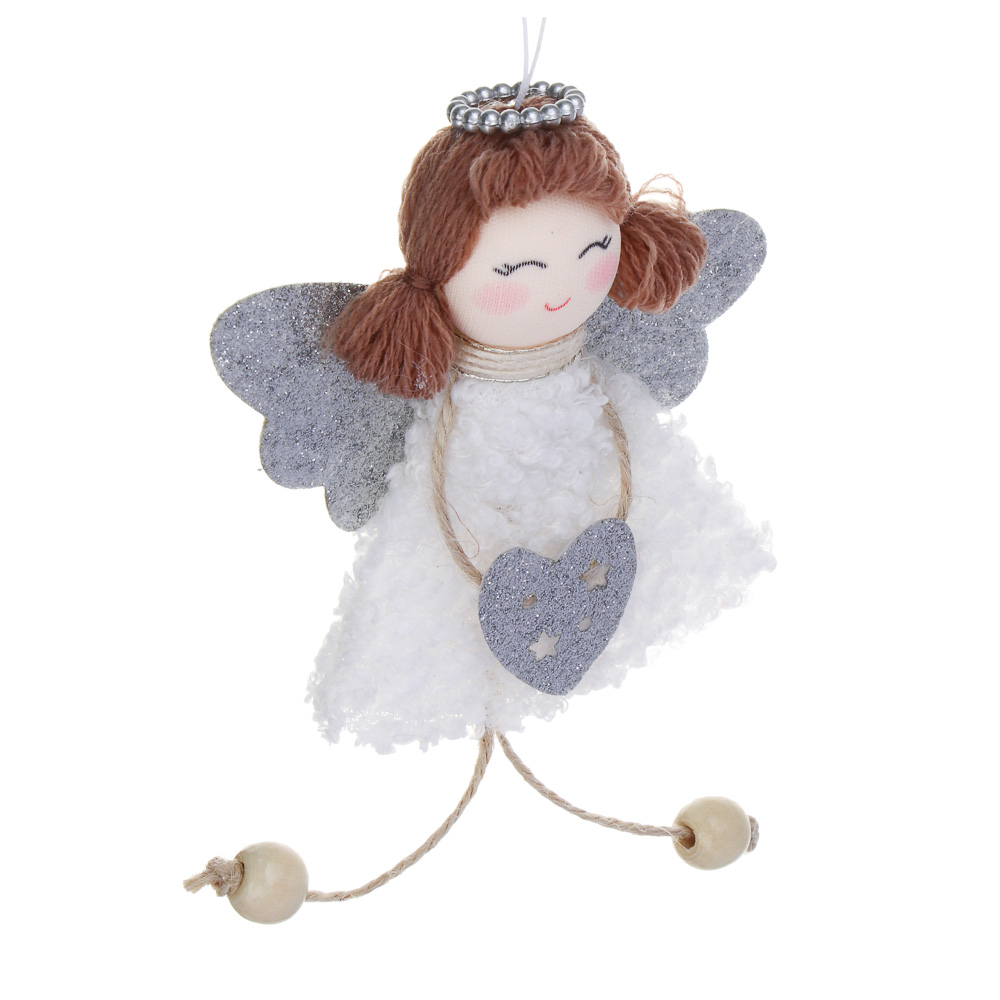 СНОУ БУМ Сувенир елочный Ангел 15 см, полиэстер, белый, 3 вида - #3