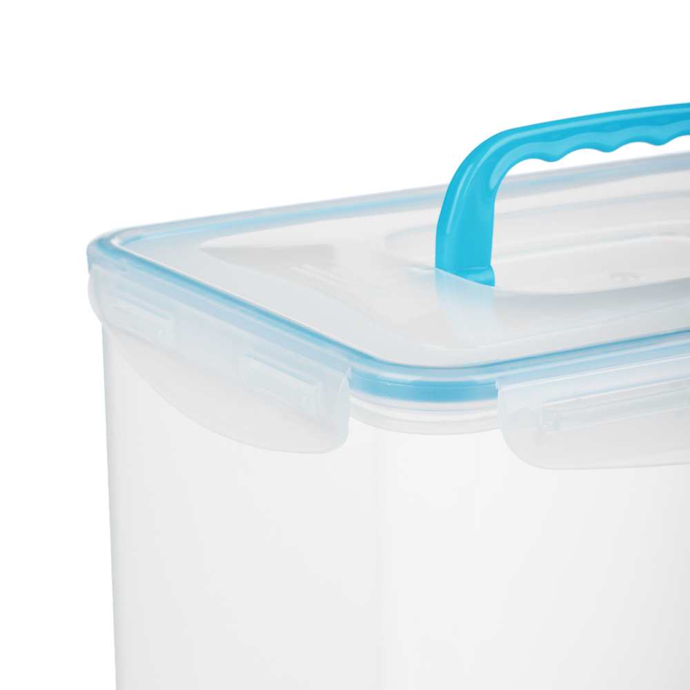 Контейнер герметичный с защелками с ручкой 4,5л, прозрачная крышка, пластик - #1