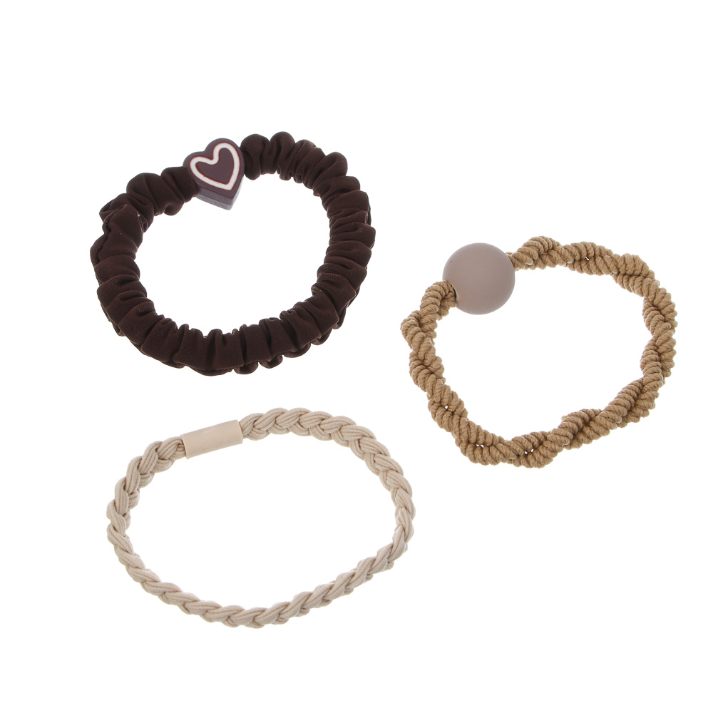 ЮНИLOOK Резинки для волос 3шт, d5,5см, полиэстер, пластик, 3 цветовых сочетания, ACS-109 - #3