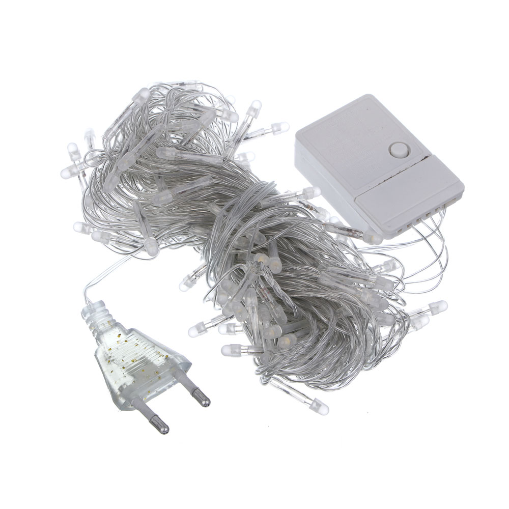 СНОУ БУМ Гирлянда эл. вьюн 10м, 100LED, шампань, 8 режимов, ПВХ прозрачный, 220В - #2