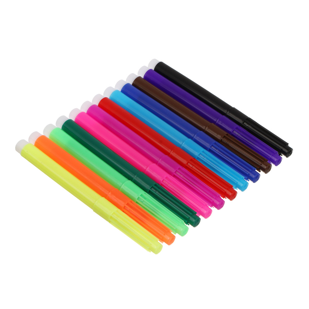 Фломастеры 12цв. FLOMIK утолщенные, 14см, D=1см, наконечник 3мм, ПВХ - пенал - #2