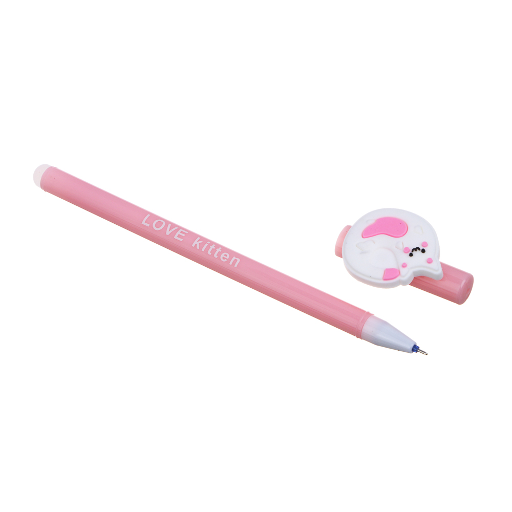 Ручка гелевая "пиши-стирай" синяя, фигурка в форме котика, 4 дизайна - #3