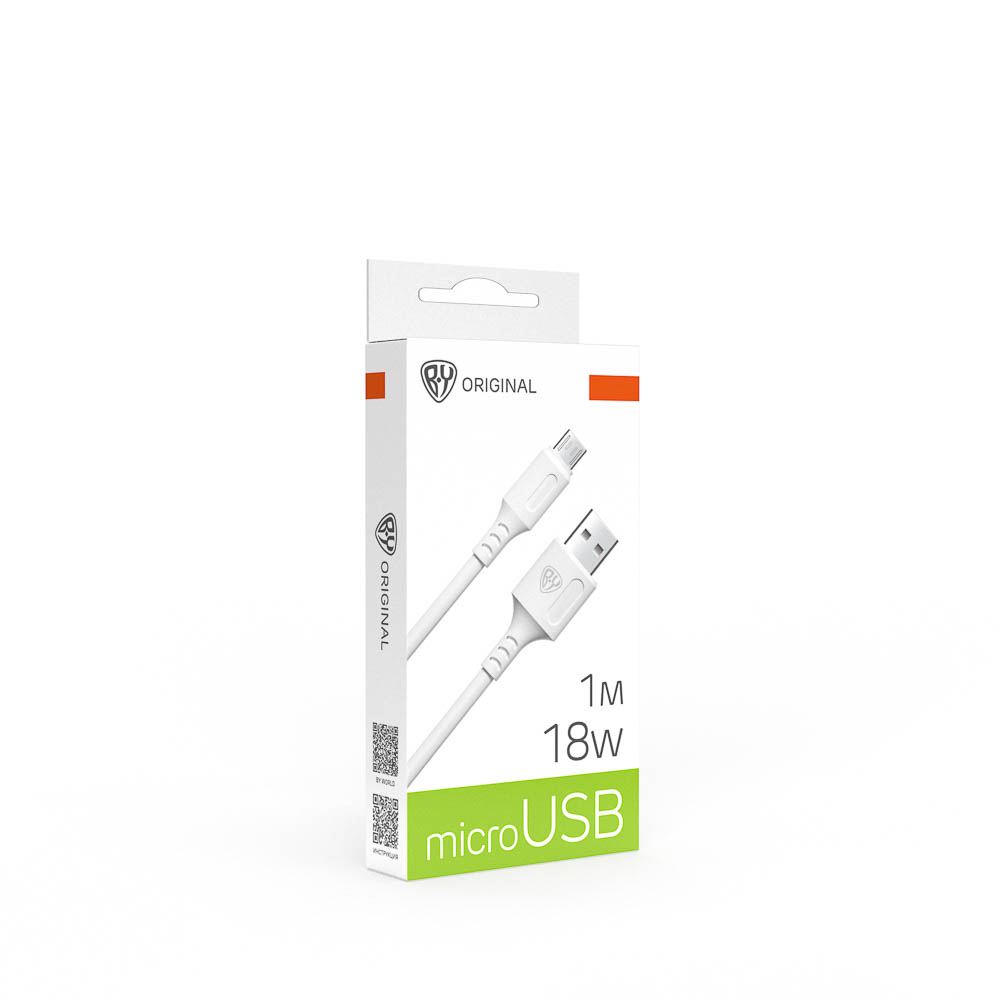 Кабель для зарядки USB(A)-microUSB BY Fusion, 18Вт, 1 м, 2.4A, TPE, белый - #2