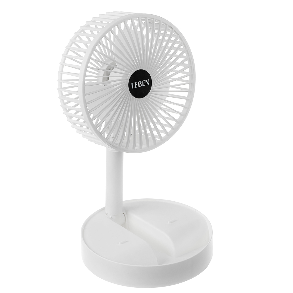 Вентилятор настольный складной тм LEBEN 5Вт, диаметр 16см, USB-кабель, белый - #1