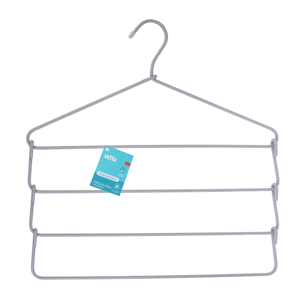 VETTA Вешалка-органайзер, 4 уровня, 41х42.5х0.38 см, металлическая с текстильным покрытием - #6