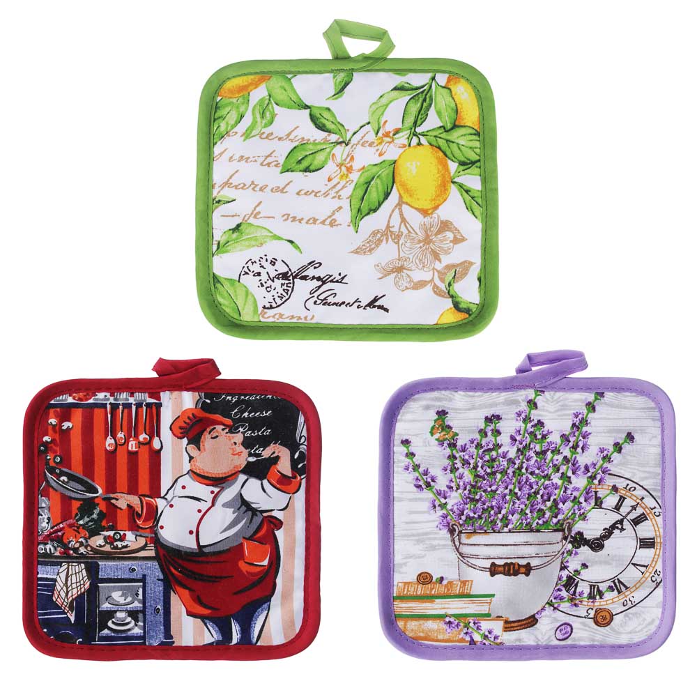 PROVANCE Ассорти Прихватка, полиэстер, 17х17см, 3 дизайна - #3