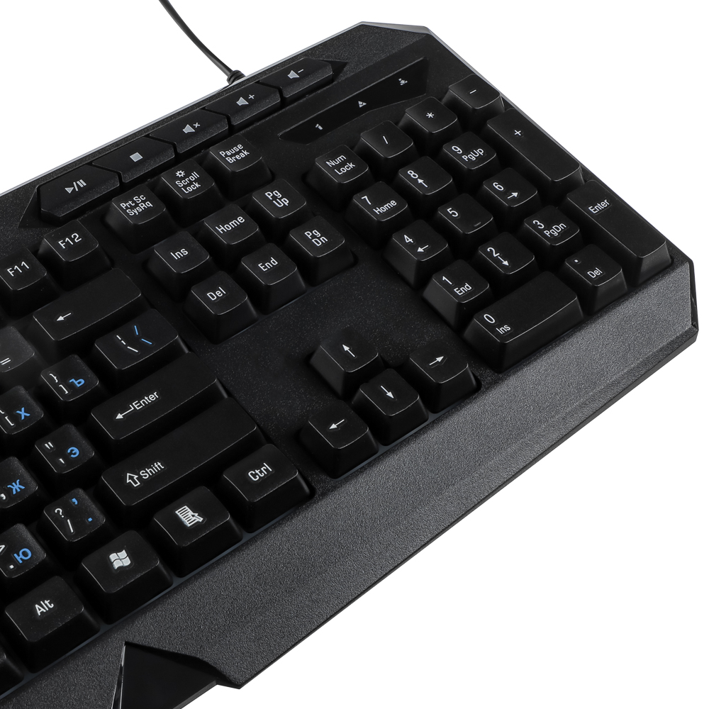 BY Клавиатура мембранная 114кл., Rainbow подсветка, синяя кириллица, кабель 165см, чёрный - #5