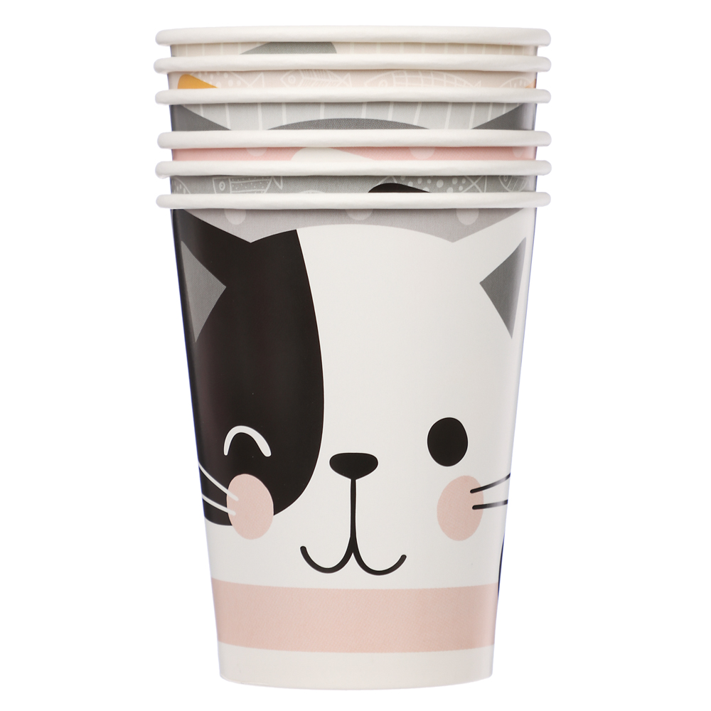 Набор бумажных стаканов Кошки с ушками, в т/у пленке, 6шт*250 мл - #5