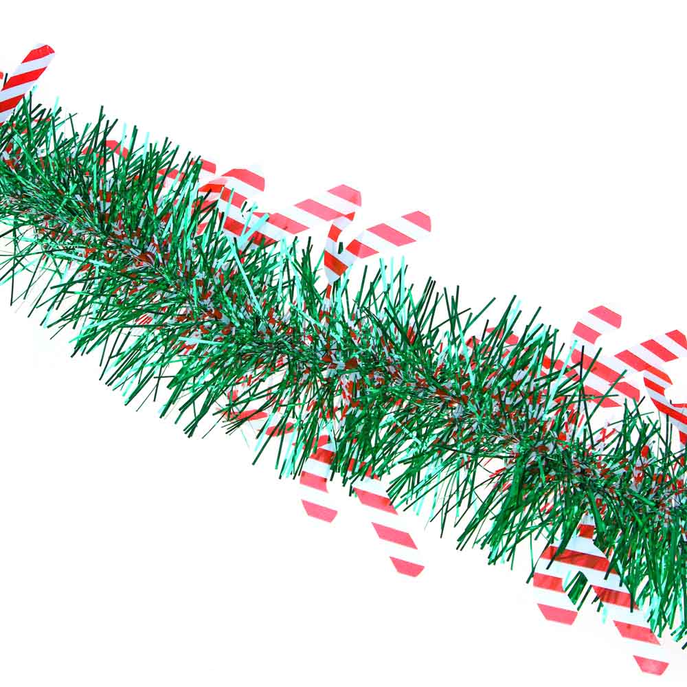СНОУ БУМ Мишура зеленая с декоративными элементами, ПВХ, 9x200см - #1