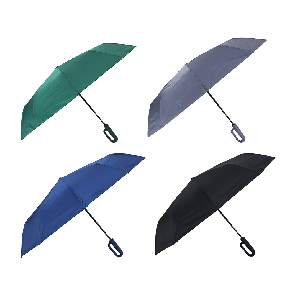 Зонт автомат, усиленный, ручка-карабин, стекловолокно, металл, пластик, ПЭ, винил, d103см, 10 спиц - #1