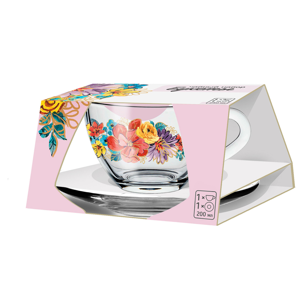 ОСЗ Чайная пара Прага, деколь Букеты, стекло, 4 дизайна - #3