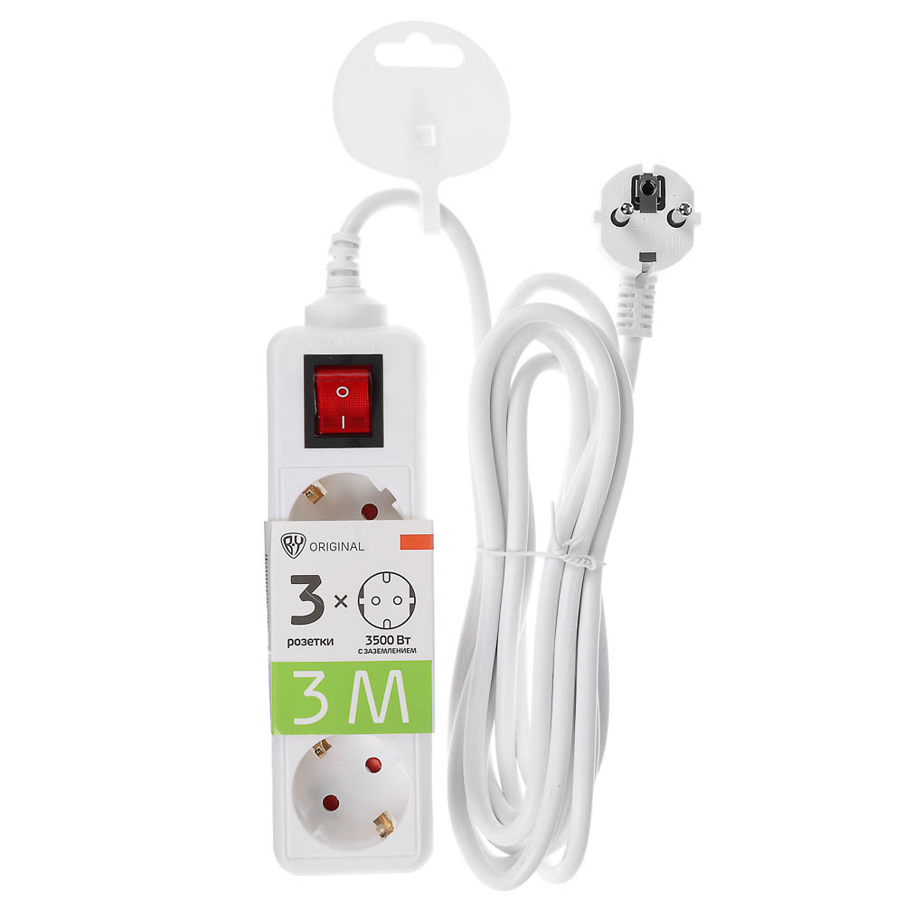 Удлинитель 3 гнезда 3м BY, с зазем, выкл., евро, с защит. шторками,16A,3500Вт - #2