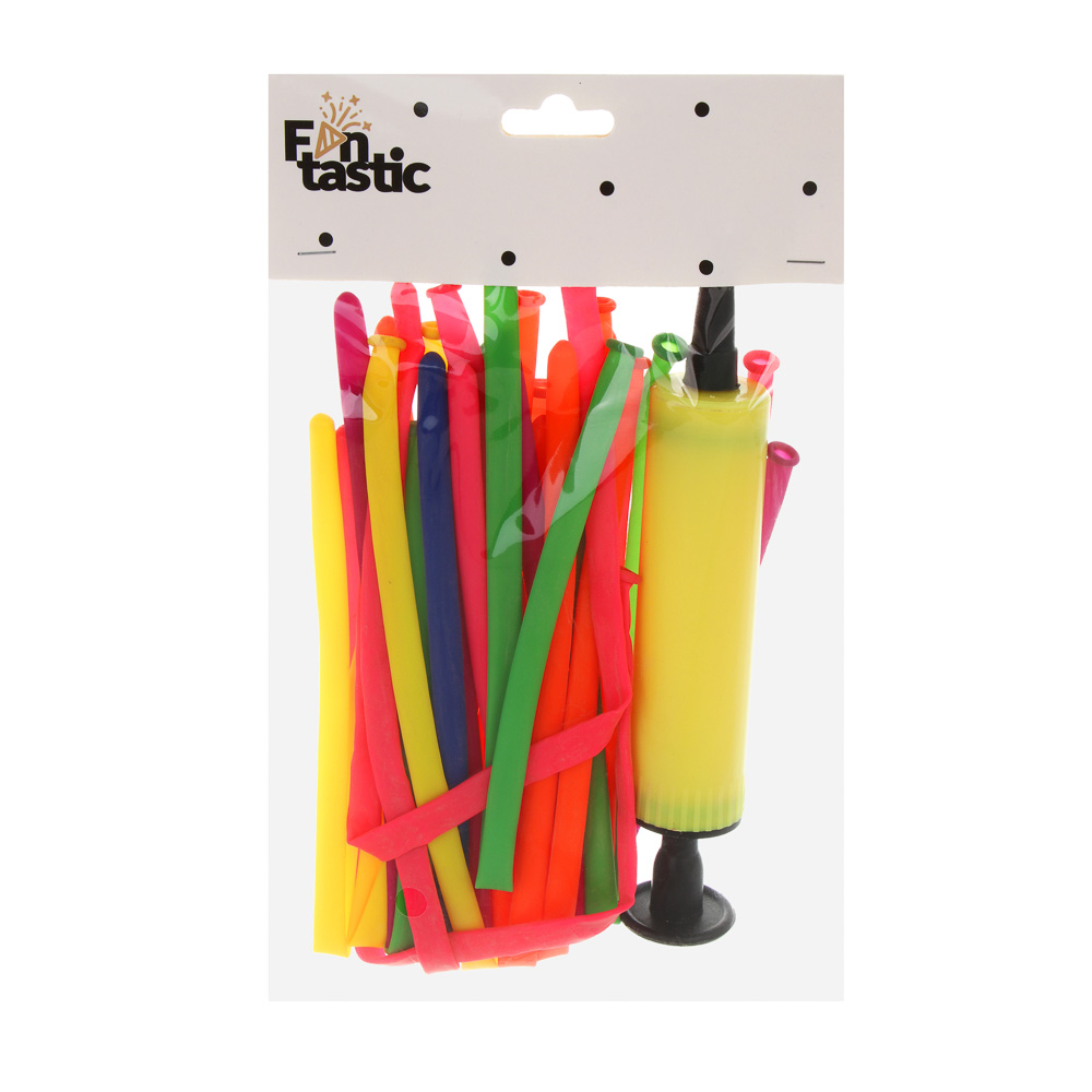 Набор воздушных шаров для моделирования тм Fntastic, насос, 20 шт, 30см, микс цветов неон - #8