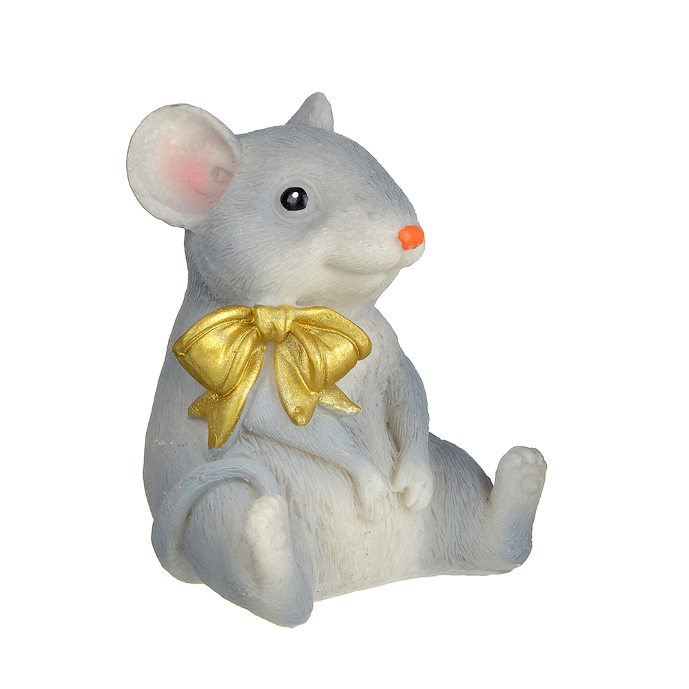 Сувенир СНОУ БУМ в виде мышки с золотым бантиком, полистоун, 8х6,5х5,5 см, 2 дизайна - #2