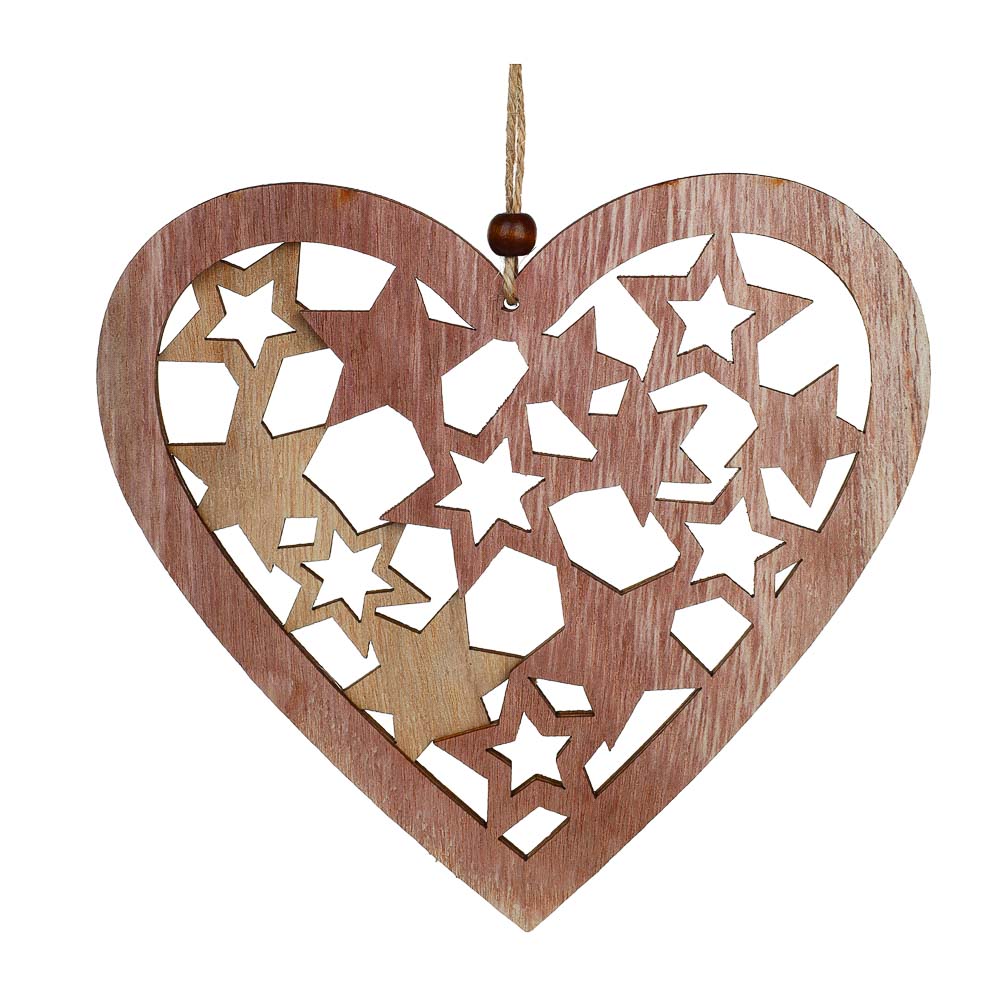 СНОУ БУМ Сувенир - подвеска в виде сердца, 16x17 см, дерево, 2 цвета - #4