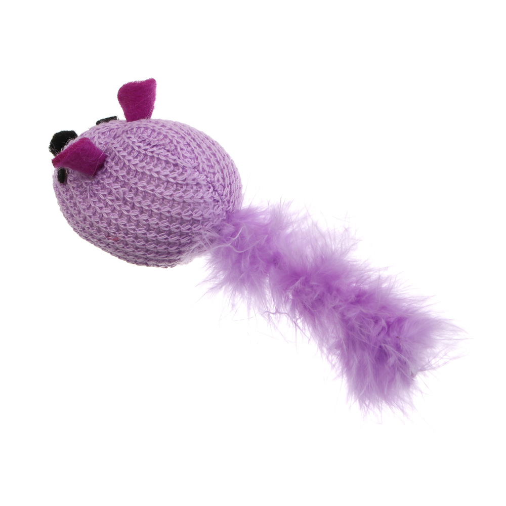 Набор игрушек для кошек, тм VETTA, мышки вязаные, п/э, перо, 14см, 2шт - #5