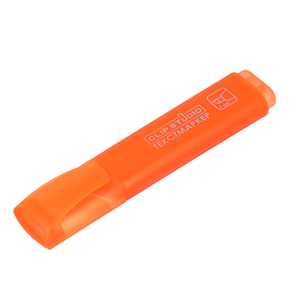 Маркер-выделитель оранжевый, скошенный наконечник, линия 4мм - #1