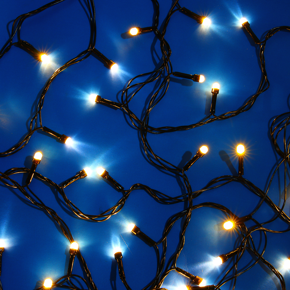 СНОУ БУМ Гирлянда эл. вьюн 10м, 100LED, диод с пузырями, шампань, 8 режимов, ПВХ черный, 220В - #7