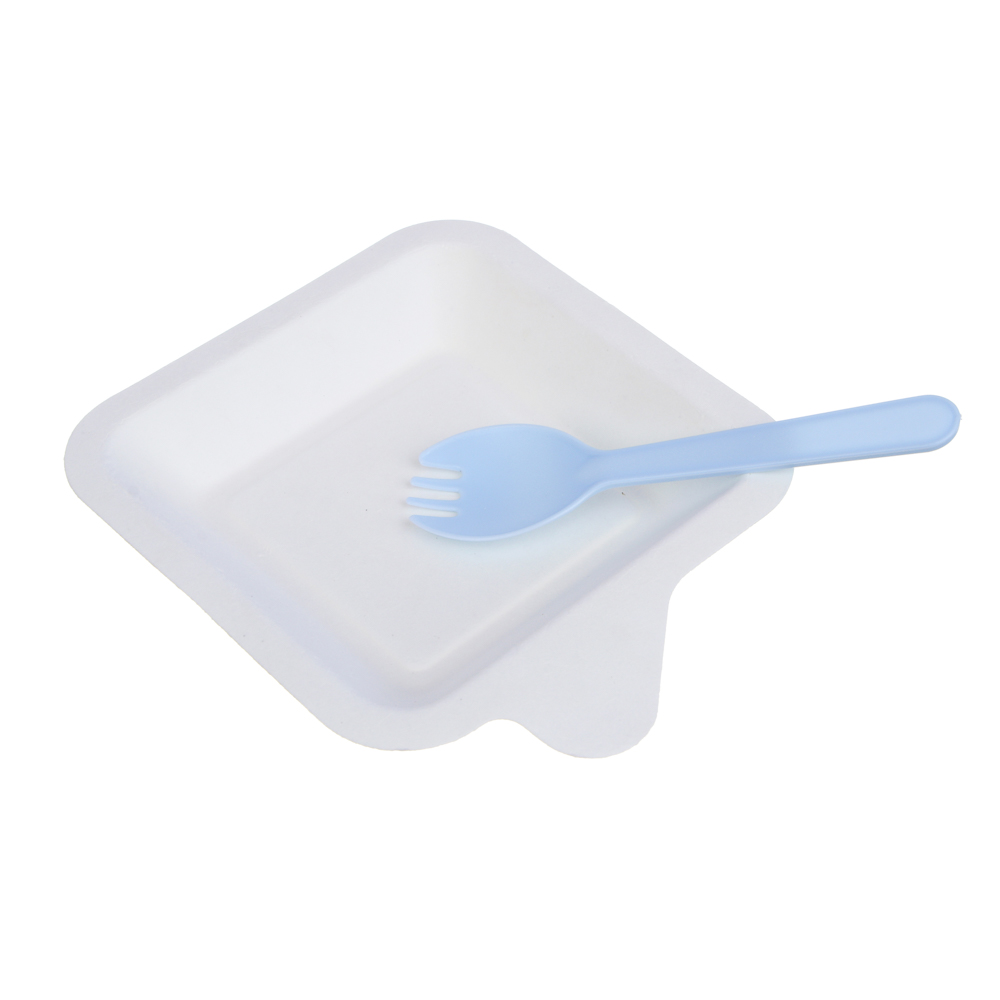 Набор посуды одноразовой, 11x13см, картон, пластик, 10 вилок-ложек, 10 тарелок - #2