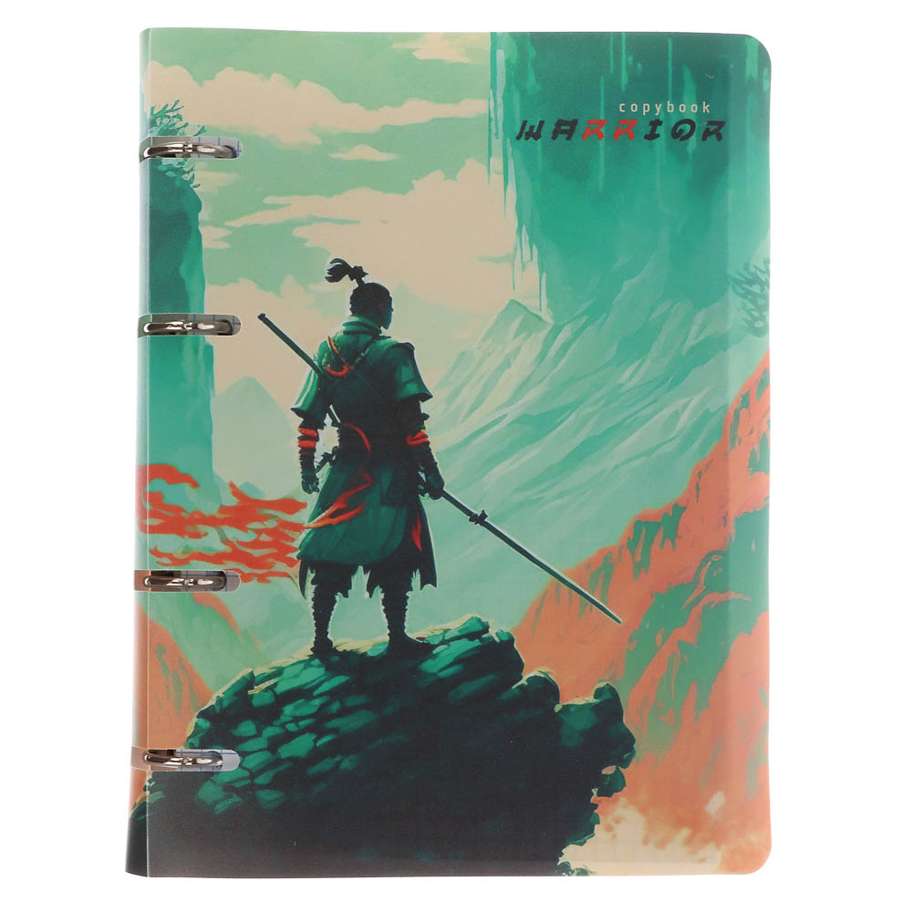 Тетрадь на кольцах А5, 80 л., клетка, обложка пластик, белый блок, микс - #7