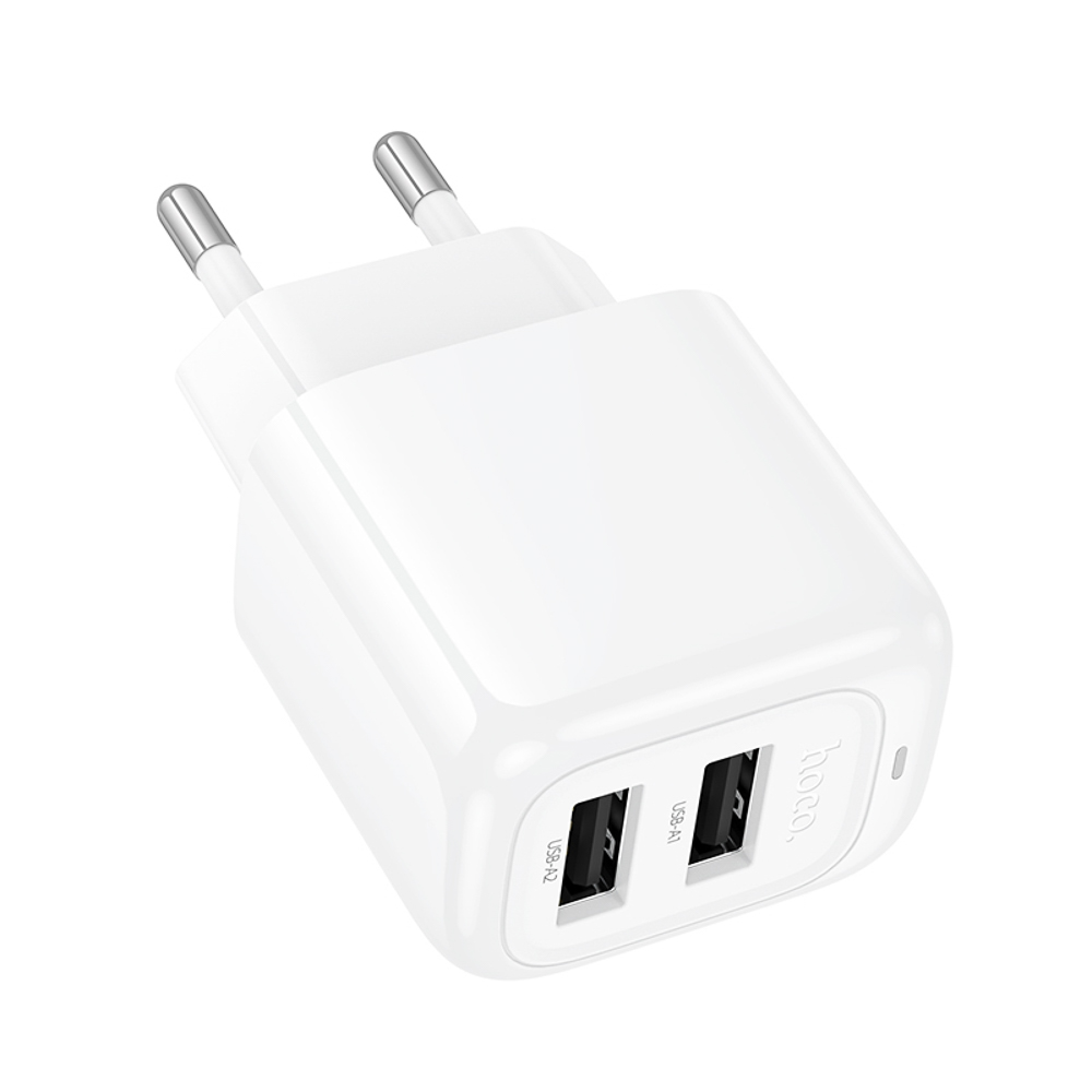 hoco. Зарядное устройство модель CS51A, 2хUSB-A 12W, цвет: белый - #4