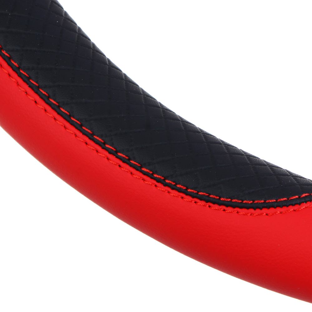 ЕРМАК Оплетка руля, серия Basic, размер M, черно-красная, полиуретан(PU) - #3