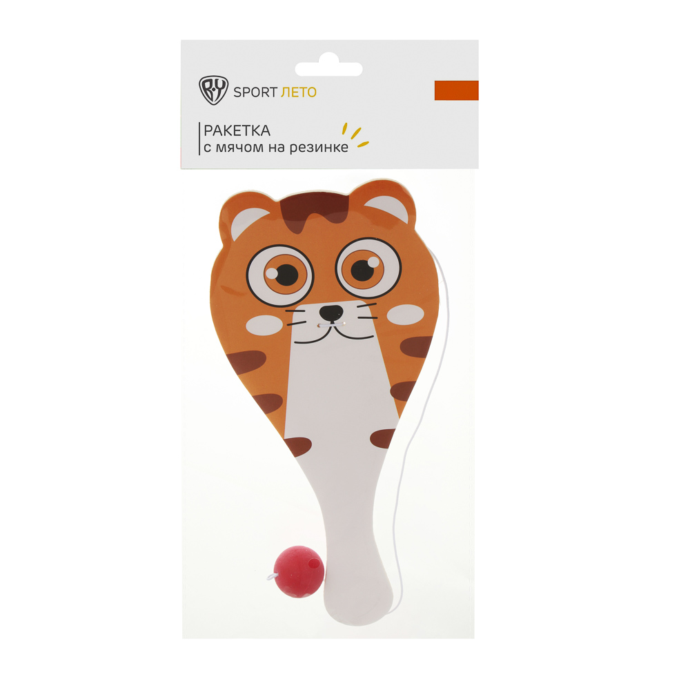 Ракетка с мячом на резинке, тм BY SPORT, 25.5х12х0.2см, дерево - #6