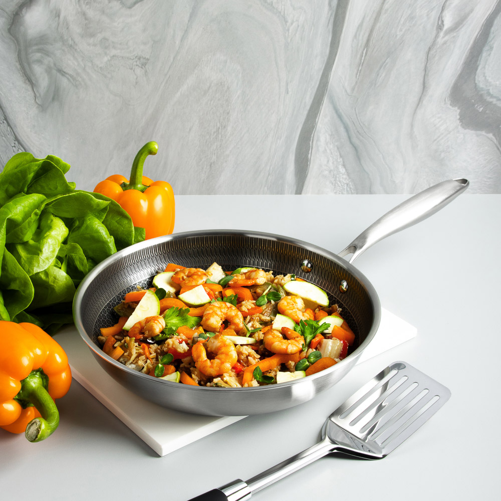 SATOSHI Савона Сковорода Triply 3-х слойная 28х5,3см, нерж.сталь 18/10, антиприг.покр. "соты", инд - #10