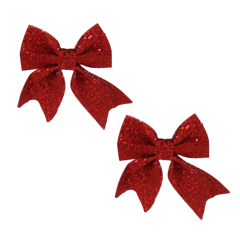 СНОУ БУМ Набор бантов 11,5х13 см, 2 шт, полиэстер, красный - #1
