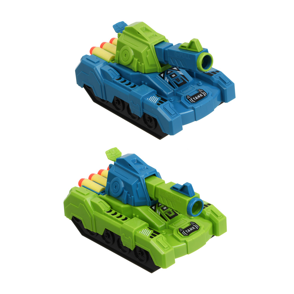 ИГРОЛЕНД Танк инерционный, стреляет мягкими пулями, трещотка, АБС-пластик, ЭВА, 14х8х8 см, 2 дизайна - #2