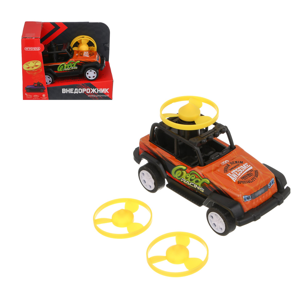 ИГРОЛЕНД Внедорожник инерционный с волчками, металл, 15х11,1х9 см, 4 дизайна - #1
