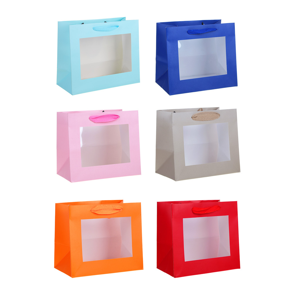 LADECOR Пакет подарочный, высококачественная бумага, с ПВХ окном, 24x20x11 см, 6цветов - #1
