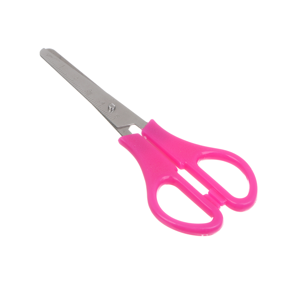 ClipStudio Ножницы школьные 13см с линейкой, пластиковые ручки, 3 цвета, на карточке с подвесом - #2