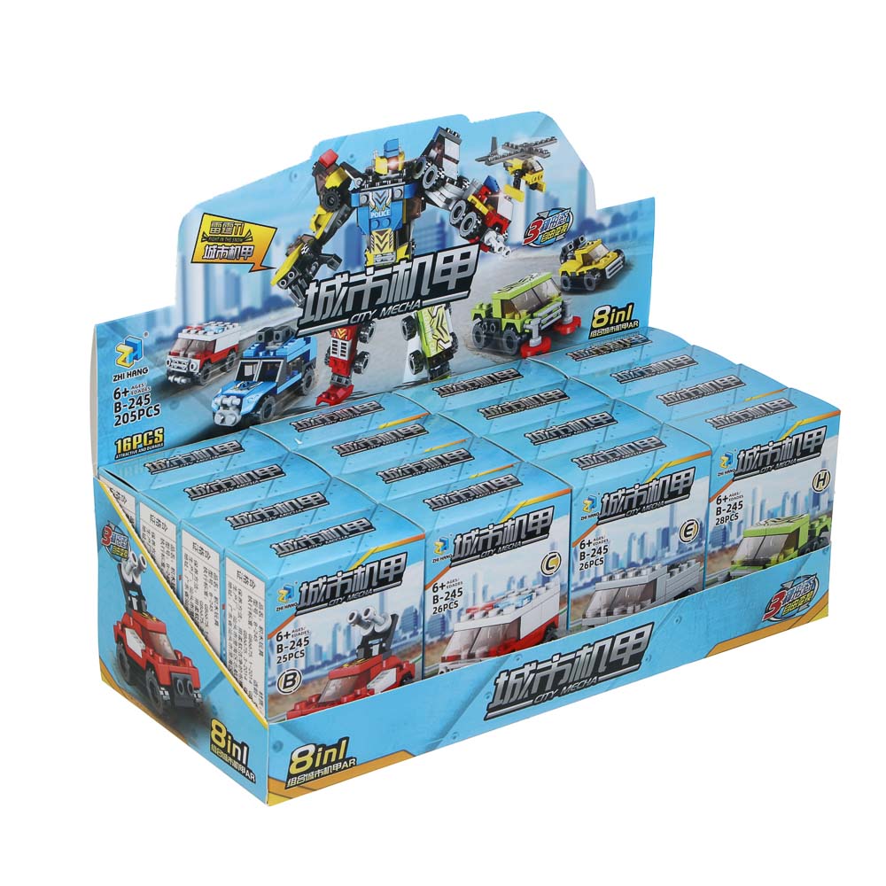 ИГРОЛЕНД Конструктор "Городские машинки" 8 в 1, 8х3,5х11 см, ABS, 6 видов - #4