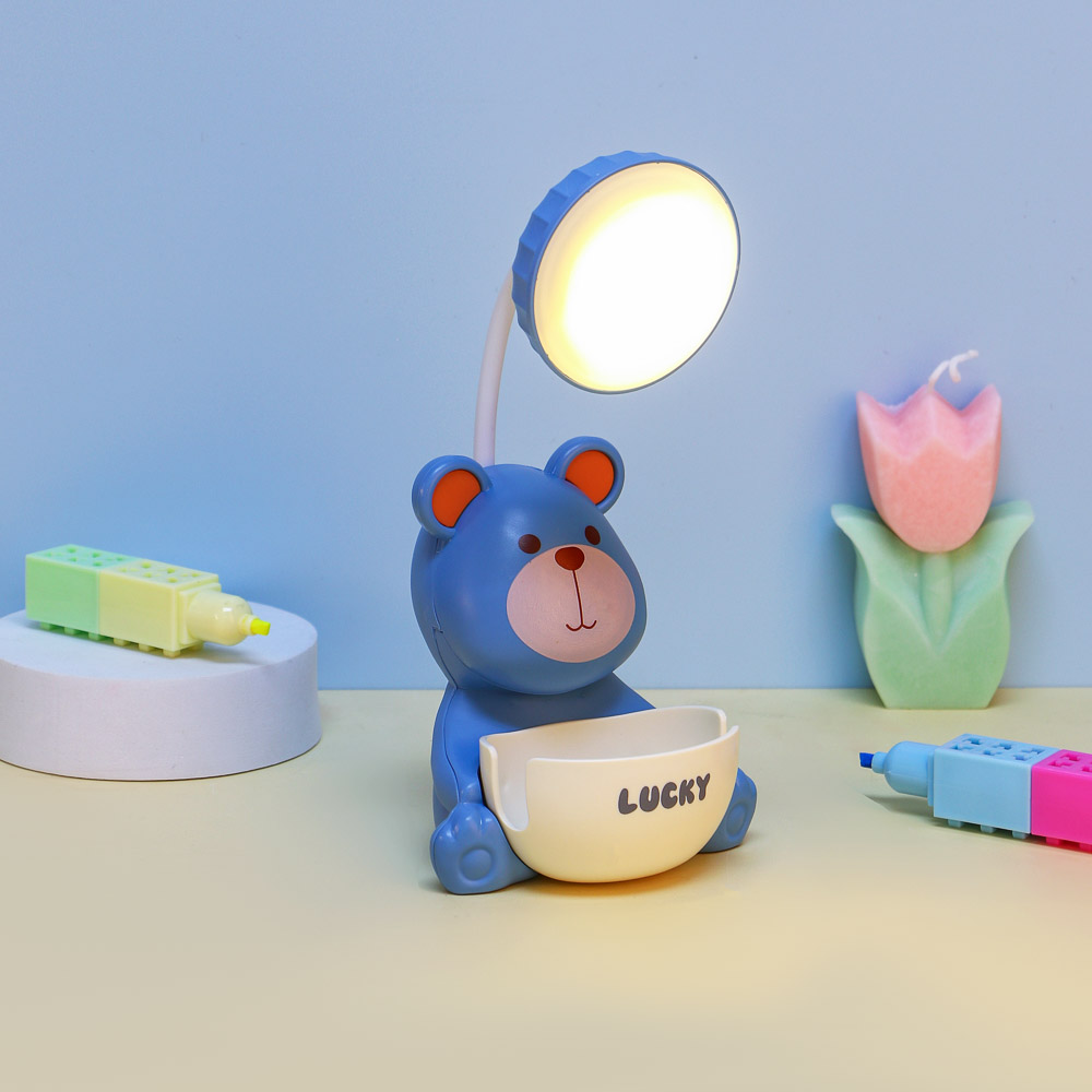 Светильник LED 3 в 1 "Мишка", подст. для тел. и ручек, точилка с конт., ABS, 10х10х24,5см,USB, 3диз. - #10