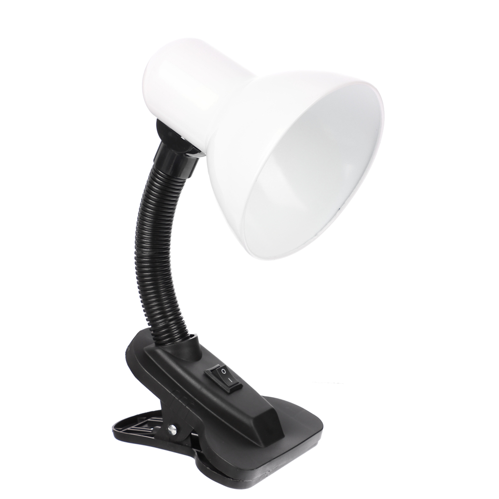 BY Светильник на прищепке, E27, 40 Вт, 230 В, гнущаяся ножка 10 см, шнур 75 см, белый - #1