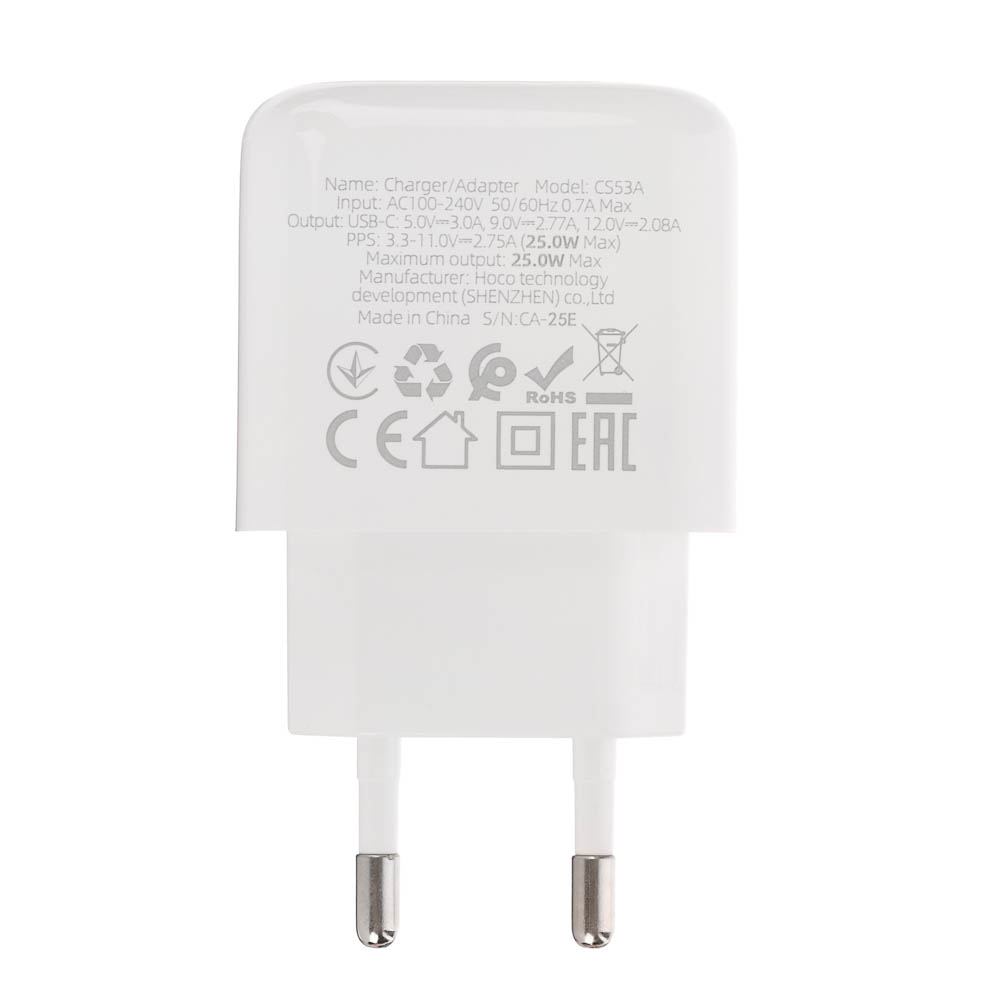 hoco. Зарядное устройство модель CS55A, USB+C 30W, цвет: белый - #11