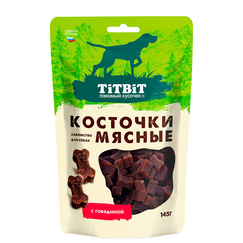 Лакомство для собак Titbit, косточки мясные с говядиной, 145г - #1