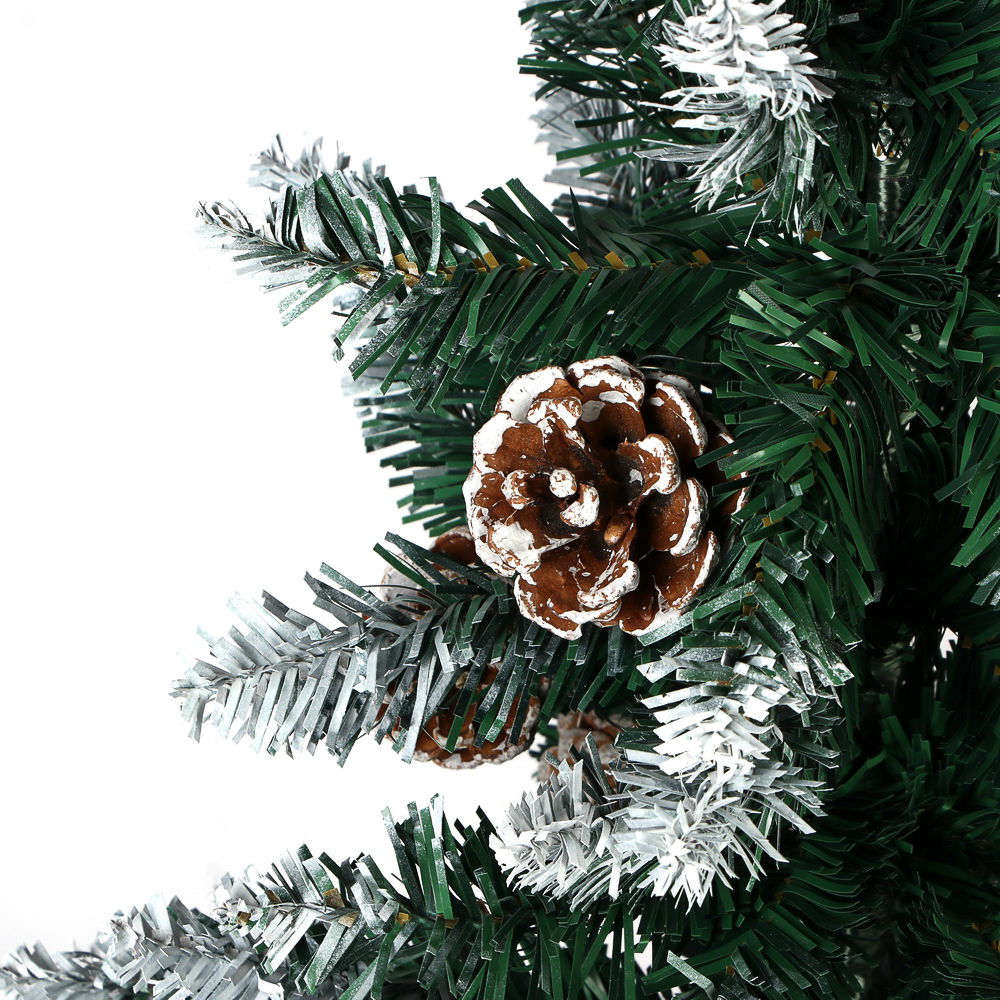 Ель искусственная с заснеженными кончиками и шишками 120см, 276 веток, ПВХ, 26-27 - #2