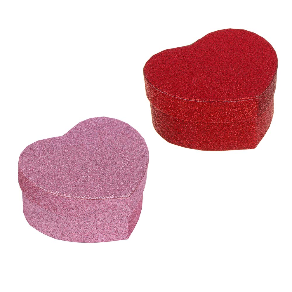 Коробка подарочная в форме сердца, декор глиттер, 11x9,8x5,2 см, 2 цвета - #1