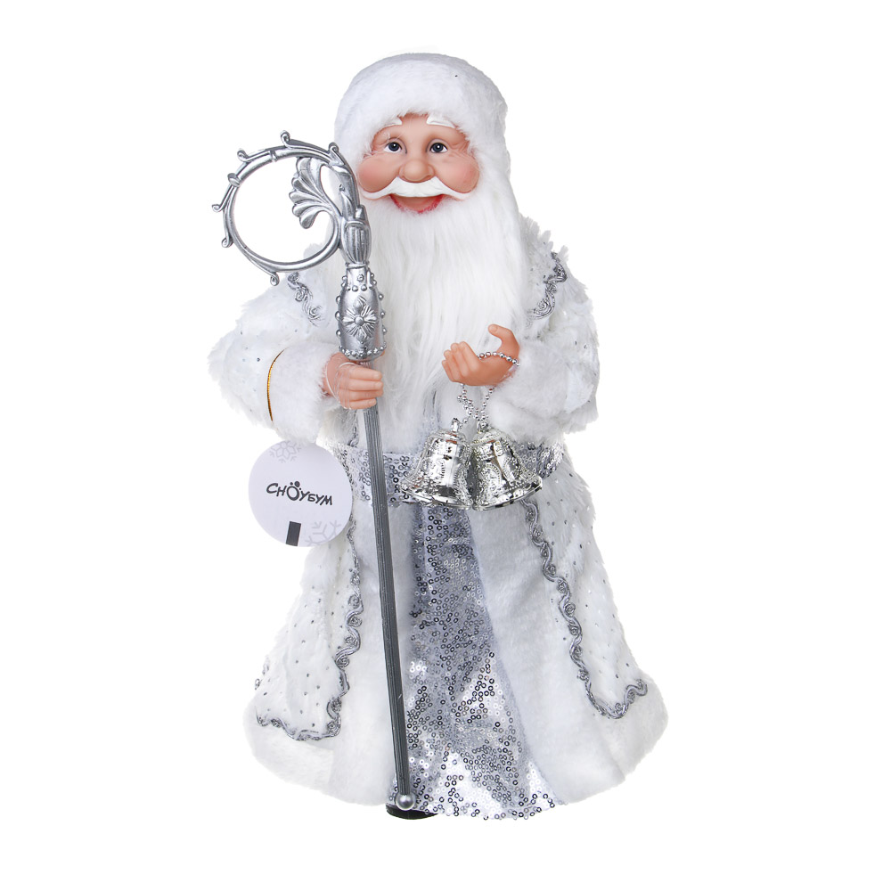 СНОУ БУМ Дед Мороз 42 см белый с серебром, PVC, полиэстер - #5