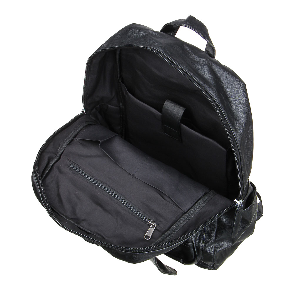 Рюкзак универсальный 40x30x14см, 1 отд., 4 карм., клапан на магните, пряжка, иск.кожа ПРЕМИУМ,черный - #5