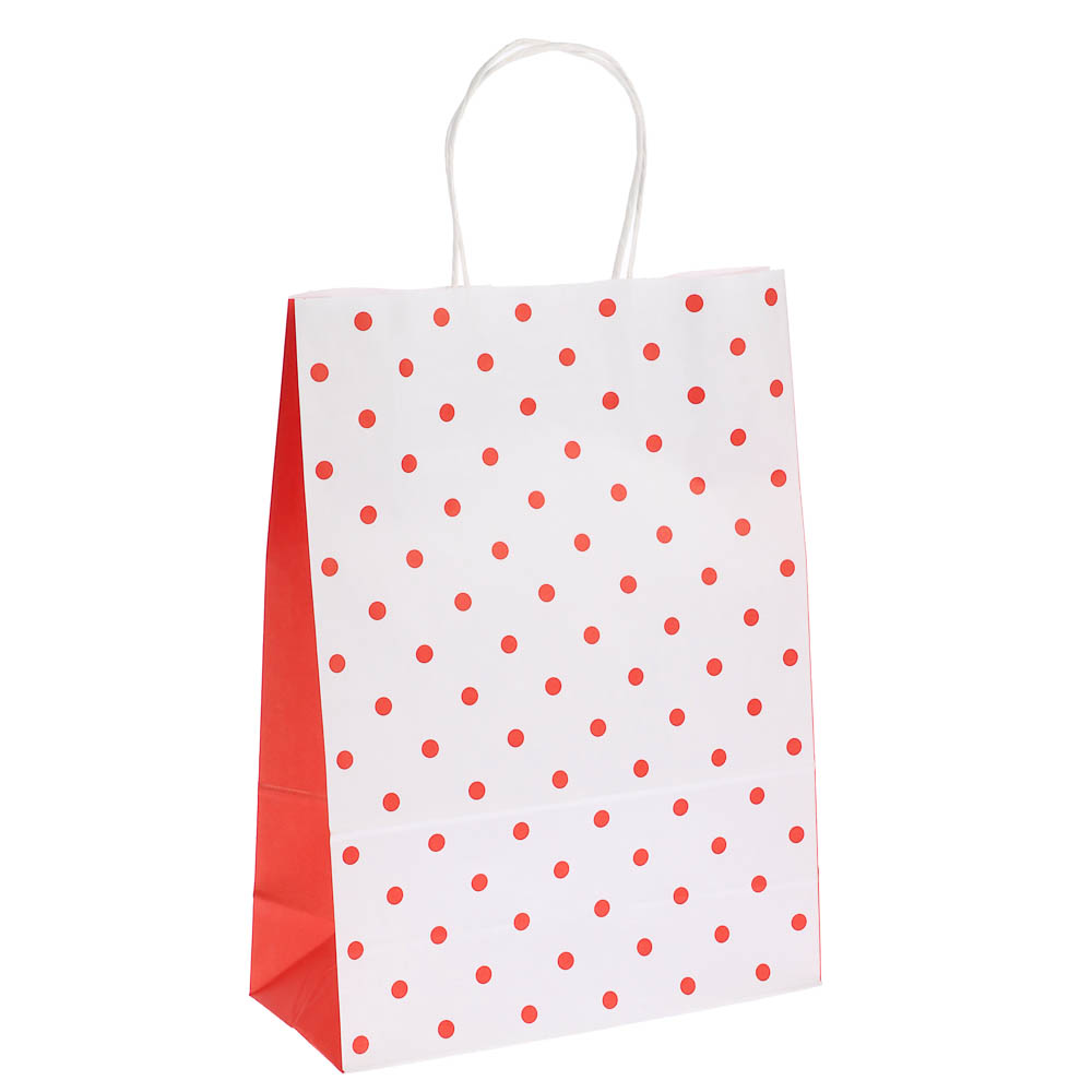 Пакет подарочный с кручеными ручками L 24x10,5x32 см, "Горохи" - #1