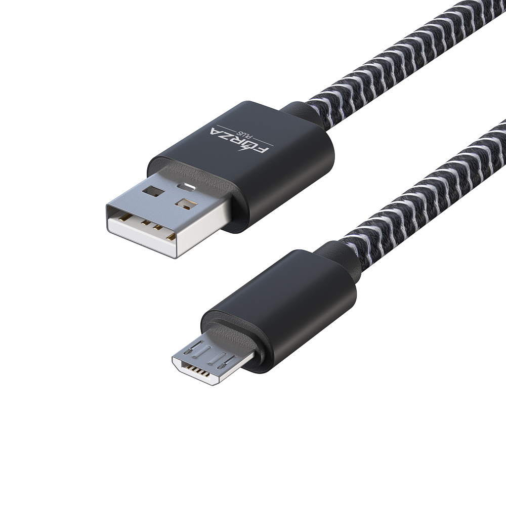 FORZA Кабель для зарядки Волна Micro USB, 1м, 2А, тканевая оплётка, 4 цвета, пакет - #7