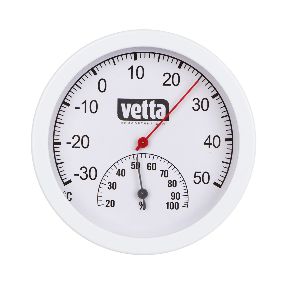 VETTA Термометр круглый, измерение влажности воздуха, блистер, 12,5см, пластик, металл - #1
