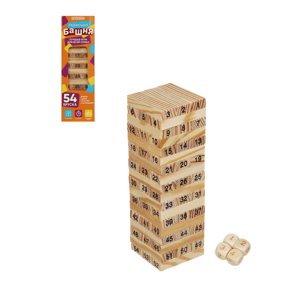 ИГРОЛЕНД Настольная игра "Падающая башня", дерево, 5,5х5,5х18,5см - #1