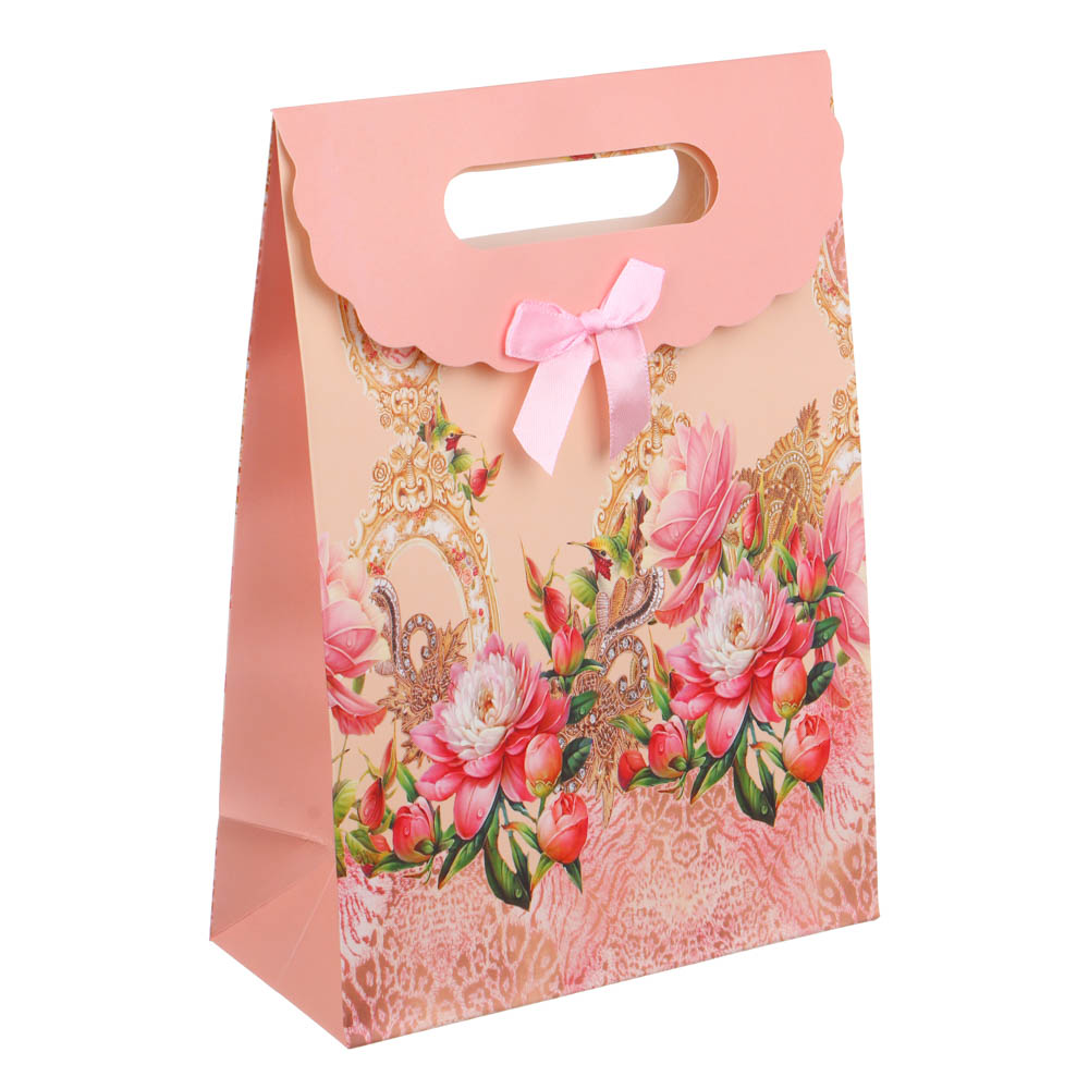 LADECOR Пакет-конверт, подарочный, с бантом, бумажный, 19x9x27 см, 4 дизайна, цветочный принт - #12