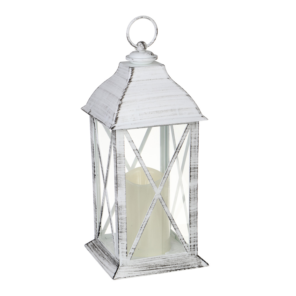 Светильник декоративный LED в виде фонаря тм СНОУ БУМ, 14x14x30,5 см, PP, стекло, 3xAAA - #1